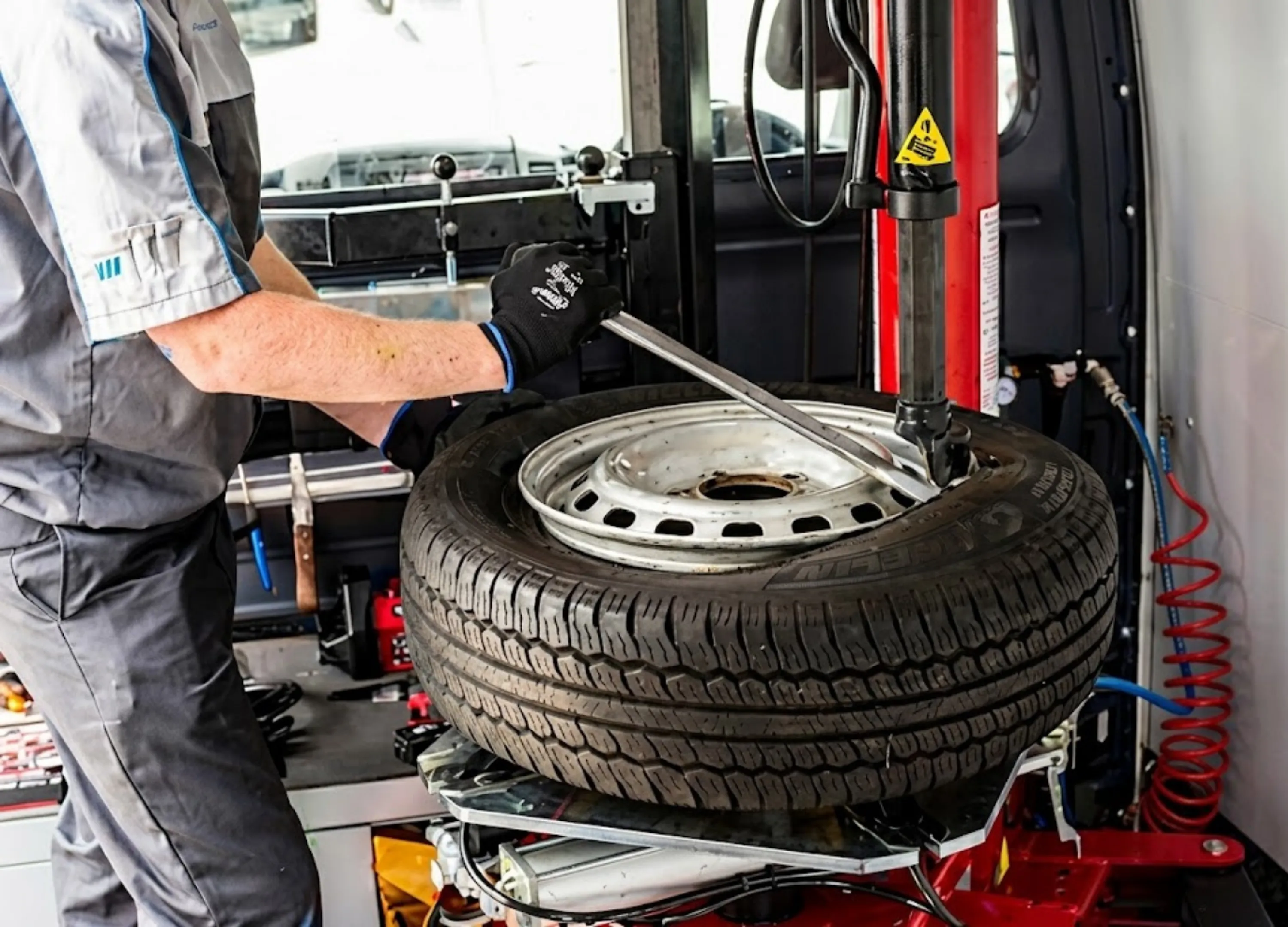 A professional wheel balancing guide representing standard procedure included in Mobile Tyre Champions services