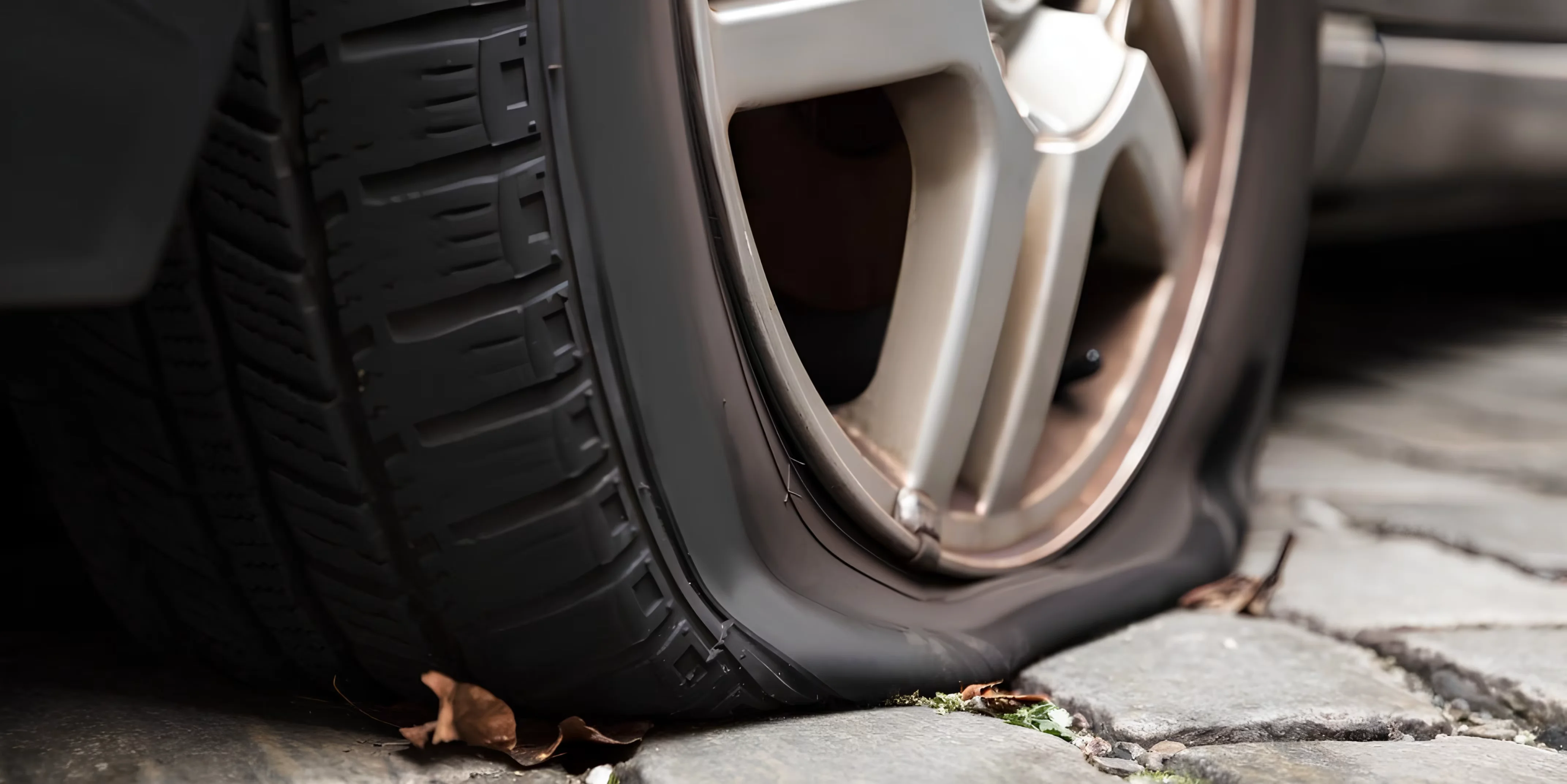 Mobile tyre fitting specialist carrying out puncture repair service on a damaged vehicle tyre